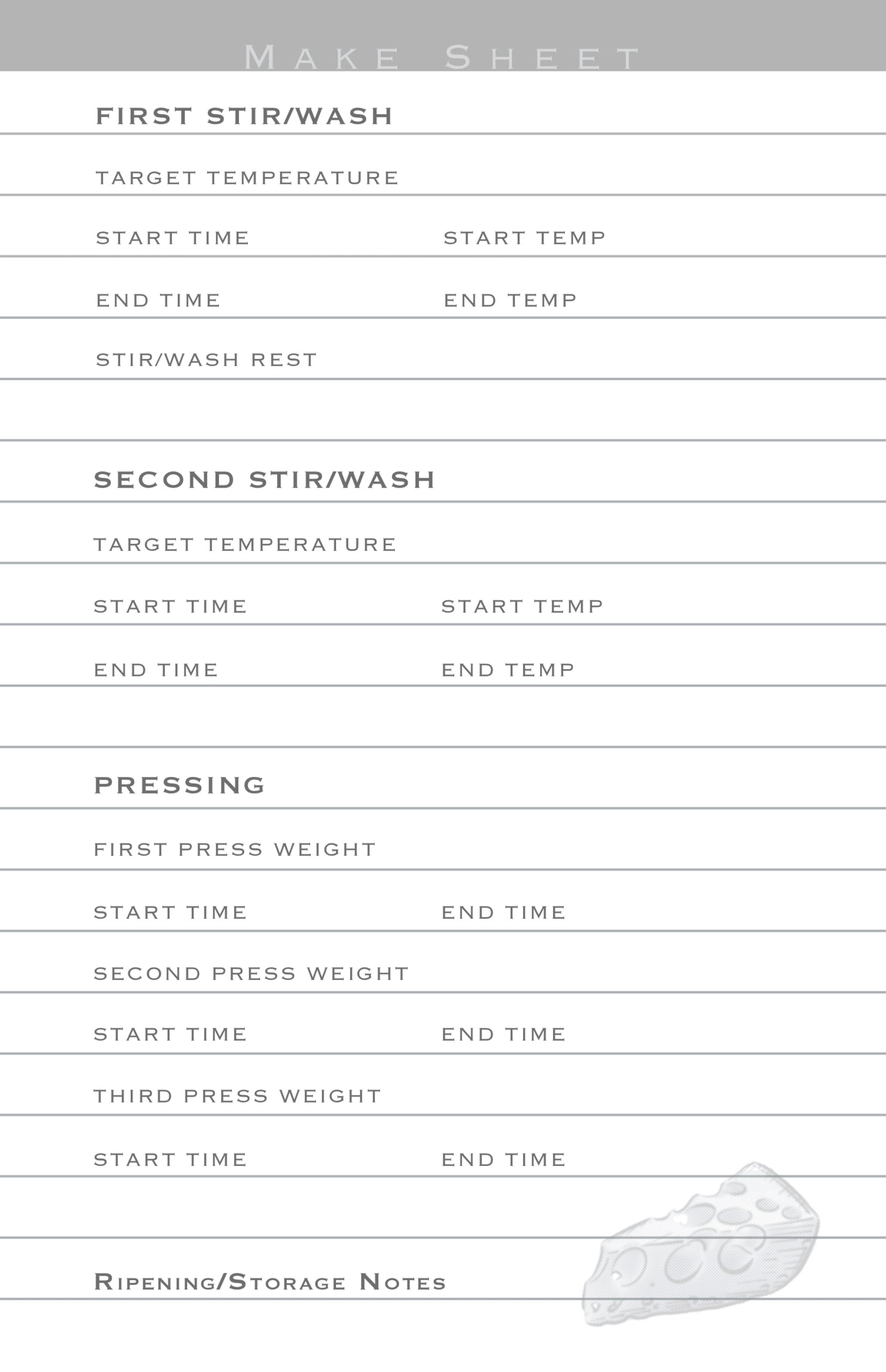 Cheese Maker’s Logbook